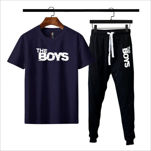 Black The boys printed summer tracksuit for men round neck half sleeves tshirt&trouser for men& boys best article of summer collection - T shirt for Men - Trouser for Men